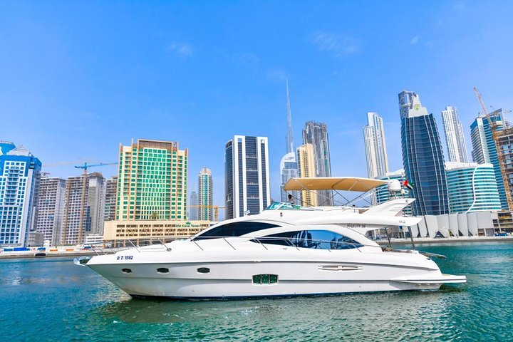 Experience luxury on the water with stunning city views spacious accommodations and a relaxing environment aboard a mini yacht. Perfect for a memorable overnight getaway in Dubai.